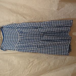Ralph Lauren Tiered Linen Maxi Skirt, size 18W, Blue Plaid
